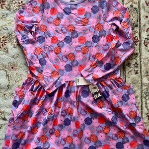 Tea Collection Pink and Purple Ruched A-line Dress